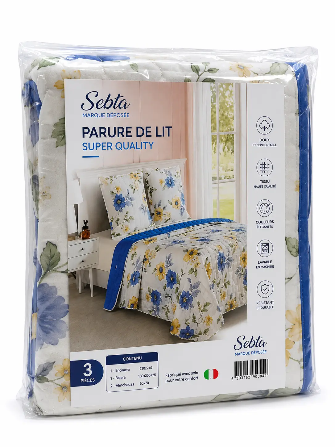 Parure de lit Sebta en packaging transparent