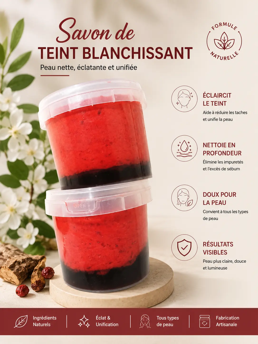 Savon de teint blanchissant naturel